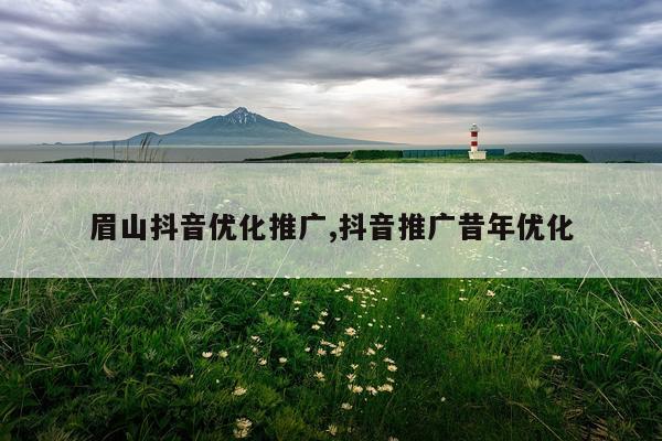 眉山抖音优化推广,抖音推广昔年优化