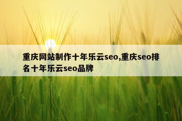 重庆网站制作十年乐云seo,重庆seo排名十年乐云seo品牌