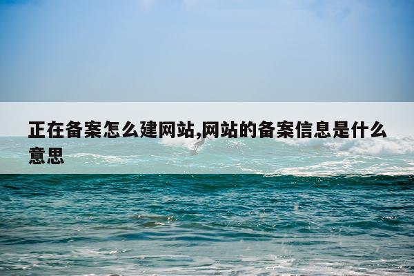 正在备案怎么建网站,网站的备案信息是什么意思