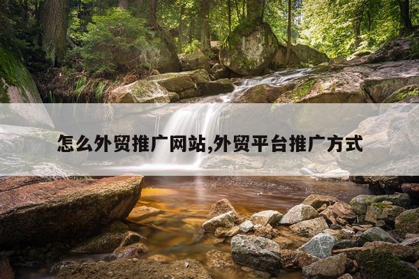 怎么外贸推广网站,外贸平台推广方式