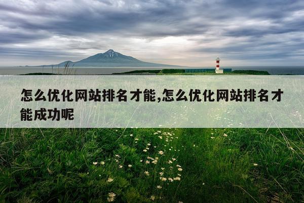 怎么优化网站排名才能,怎么优化网站排名才能成功呢