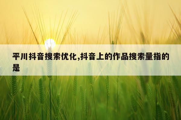 平川抖音搜索优化,抖音上的作品搜索量指的是