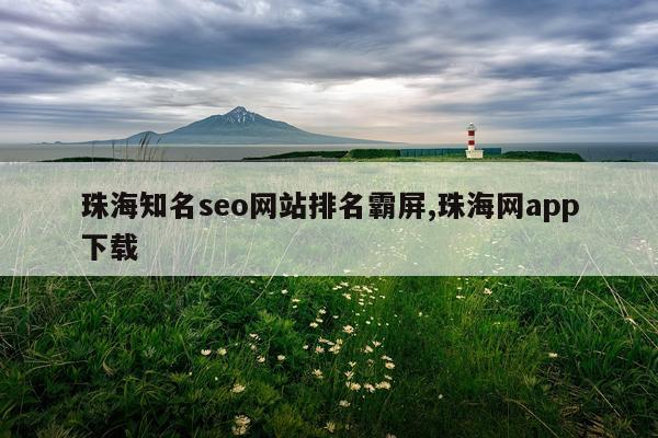 珠海知名seo网站排名霸屏,珠海网app下载