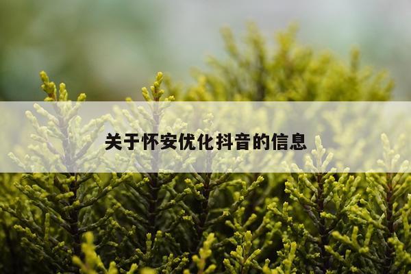 关于怀安优化抖音的信息