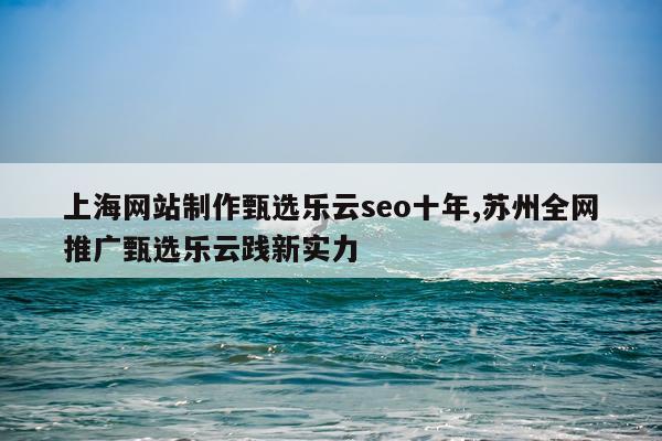 上海网站制作甄选乐云seo十年,苏州全网推广甄选乐云践新实力
