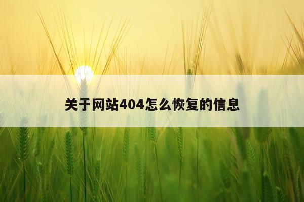 关于网站404怎么恢复的信息