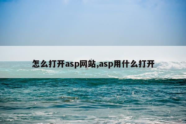 怎么打开asp网站,asp用什么打开
