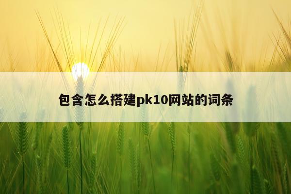 包含怎么搭建pk10网站的词条