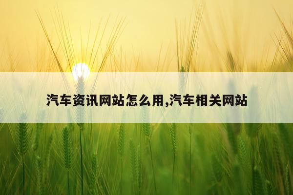 汽车资讯网站怎么用,汽车相关网站