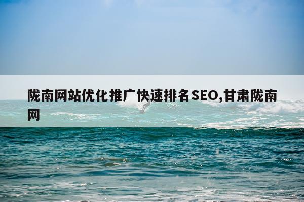 陇南网站优化推广快速排名SEO,甘肃陇南网