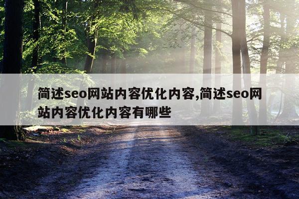 简述seo网站内容优化内容,简述seo网站内容优化内容有哪些