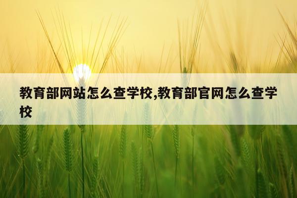 教育部网站怎么查学校,教育部官网怎么查学校