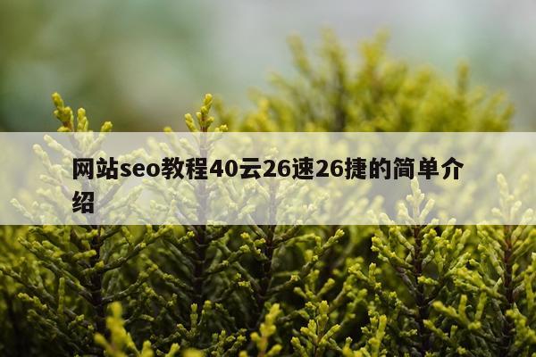 网站seo教程40云26速26捷的简单介绍