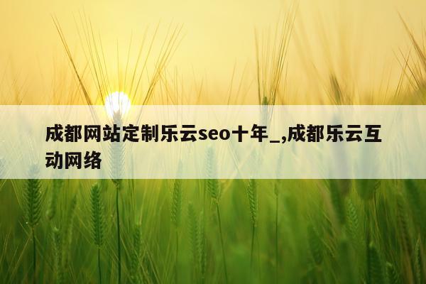 成都网站定制乐云seo十年_,成都乐云互动网络