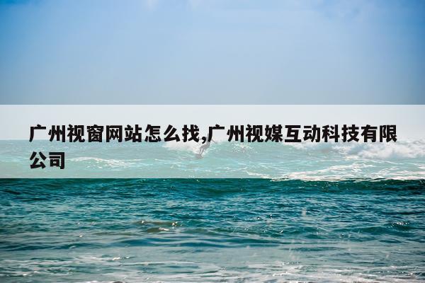 广州视窗网站怎么找,广州视媒互动科技有限公司