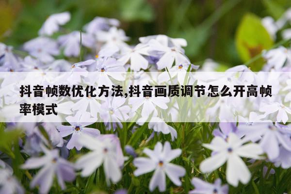 抖音帧数优化方法,抖音画质调节怎么开高帧率模式