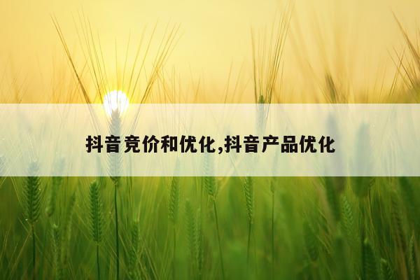 抖音竞价和优化,抖音产品优化
