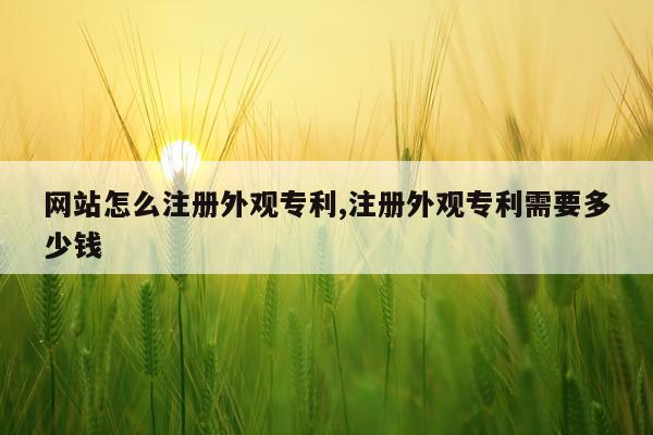 网站怎么注册外观专利,注册外观专利需要多少钱