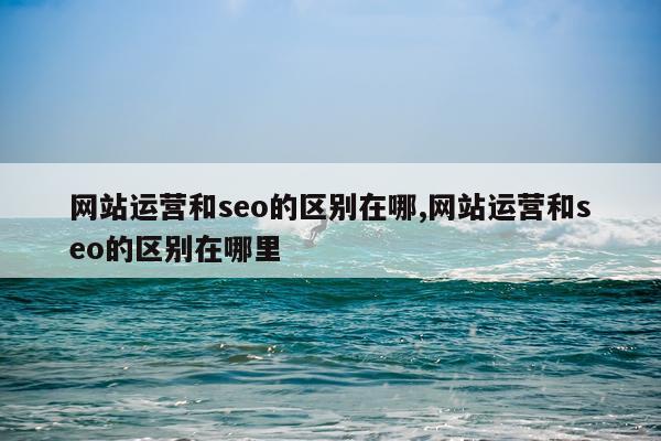 网站运营和seo的区别在哪,网站运营和seo的区别在哪里