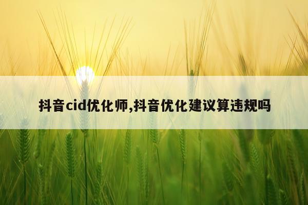 抖音cid优化师,抖音优化建议算违规吗