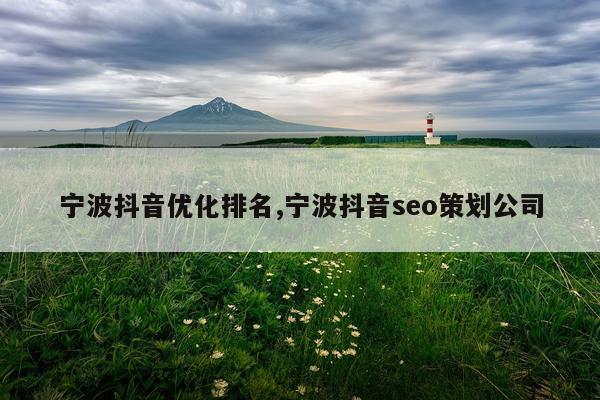 宁波抖音优化排名,宁波抖音seo策划公司