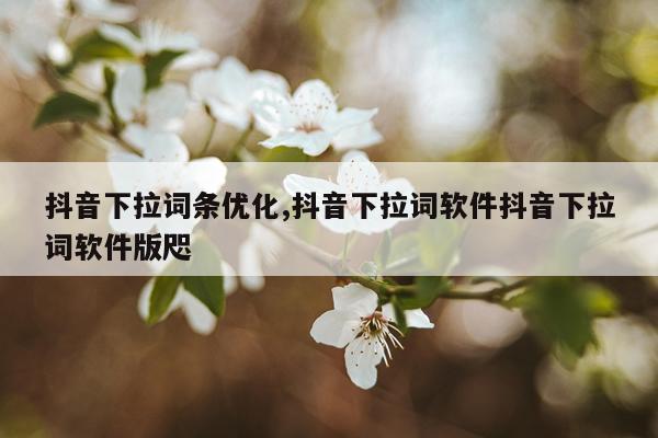 抖音下拉词条优化,抖音下拉词软件抖音下拉词软件版咫
