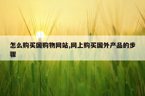 怎么购买国购物网站,网上购买国外产品的步骤