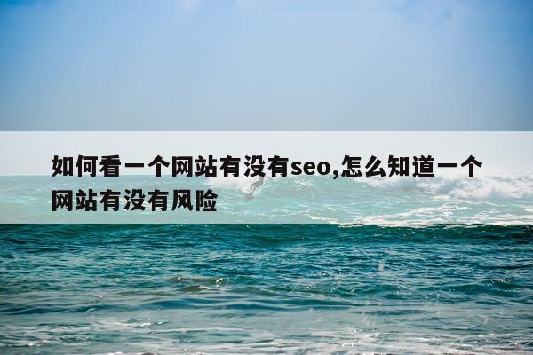 如何看一个网站有没有seo,怎么知道一个网站有没有风险