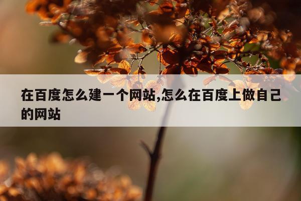 在百度怎么建一个网站,怎么在百度上做自己的网站