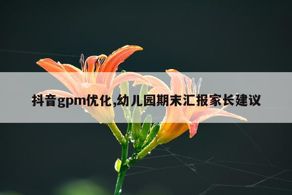 抖音gpm优化,幼儿园期末汇报家长建议