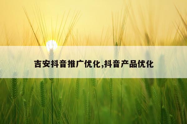 吉安抖音推广优化,抖音产品优化