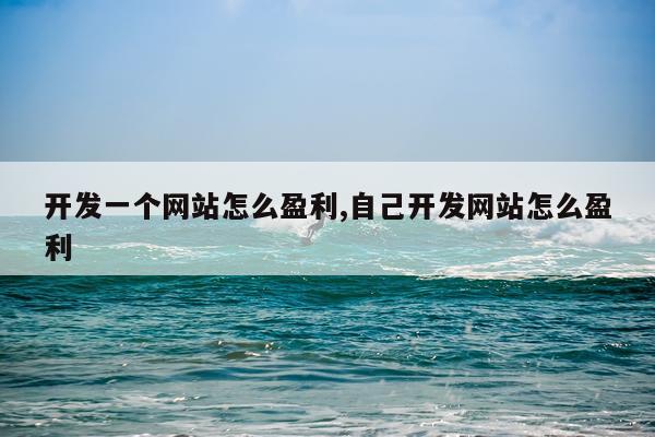 开发一个网站怎么盈利,自己开发网站怎么盈利