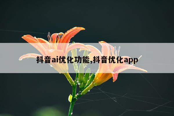 抖音ai优化功能,抖音优化app