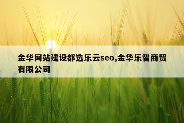 金华网站建设都选乐云seo,金华乐智商贸有限公司