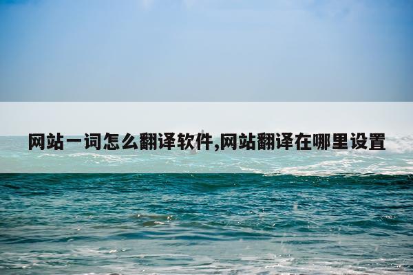 网站一词怎么翻译软件,网站翻译在哪里设置