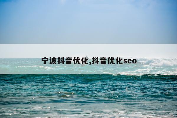 宁波抖音优化,抖音优化seo