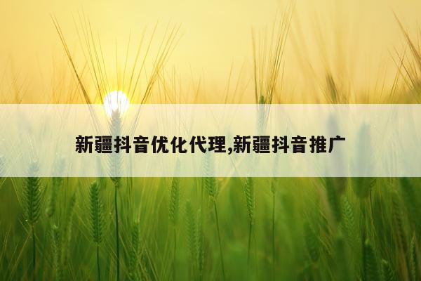 新疆抖音优化代理,新疆抖音推广