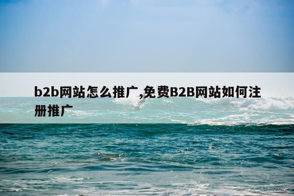 b2b网站怎么推广,免费B2B网站如何注册推广
