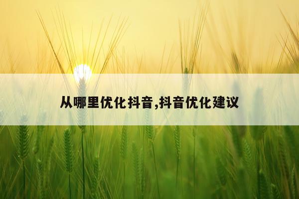 从哪里优化抖音,抖音优化建议