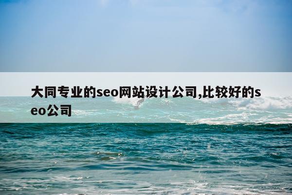 大同专业的seo网站设计公司,比较好的seo公司