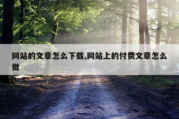 网站的文章怎么下载,网站上的付费文章怎么做