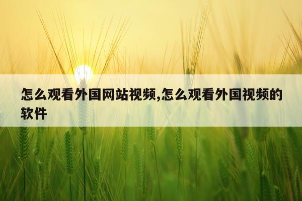 怎么观看外国网站视频,怎么观看外国视频的软件