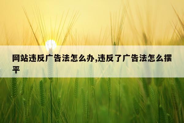 网站违反广告法怎么办,违反了广告法怎么摆平
