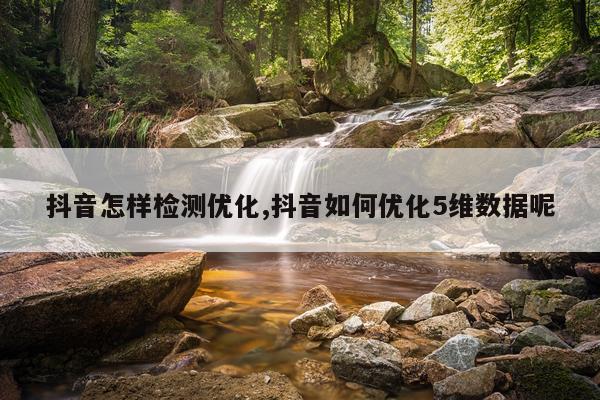 抖音怎样检测优化,抖音如何优化5维数据呢