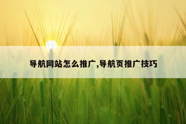 导航网站怎么推广,导航页推广技巧