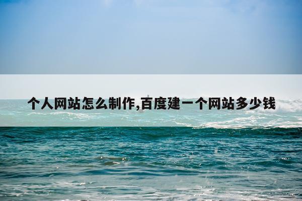 个人网站怎么制作,百度建一个网站多少钱