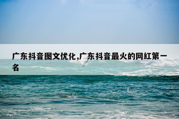 广东抖音图文优化,广东抖音最火的网红第一名