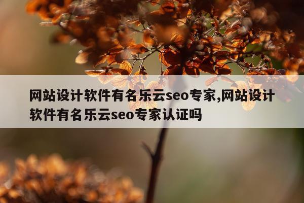 网站设计软件有名乐云seo专家,网站设计软件有名乐云seo专家认证吗