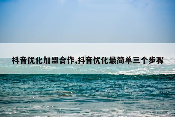 抖音优化加盟合作,抖音优化最简单三个步骤