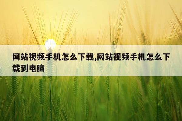 网站视频手机怎么下载,网站视频手机怎么下载到电脑